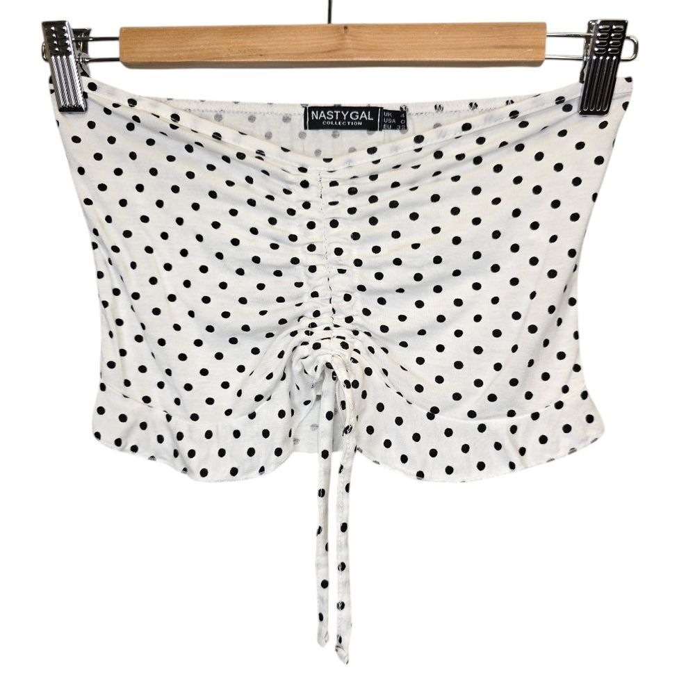 Nasty Gal Women's 0 Polka Dot Ruched Tube Top White